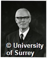 Portrait photograph of  Dr Douglas Malcolm Aufrere (Peter) Leggett, Vice Chancellor at the University of Surrey and former Principal of Battersea College of Technology