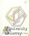 Drawing by Rudolf Laban of a line tracing a continuous path along all edges of a cube, and another showing the cube twisting apart. In black, blue, yellow, and pink crayon.
