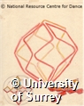 Drawing by Rudolf Laban in pencil and red and yellow crayon of an icosahedron and two versions of it 'unfolded' to lie flat.