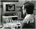 Photograph of a student or member of staff using a computer in the Department of Economics at the University of Surrey