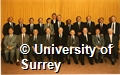 Photograph of members of the University Council at the University of Surrey. Pictured are Professor Arthur, Mr Main, Dr Johns, Mr Williamson, Professor Reeves, Mr Jones, Professor Barker, Dr Thomas, Professor Simons, Mr Twyford, Professor Symons, Professor Bridges, Mr Kail, Professor Beynon, Sir R Mejyer, Vice-Chancellor Professor Anthony Kelly, Chairman Sir Diarmuid Downs, Sir Austin Pearce, Sir David Hudson, Sir Charles Reece and Dr Kechare